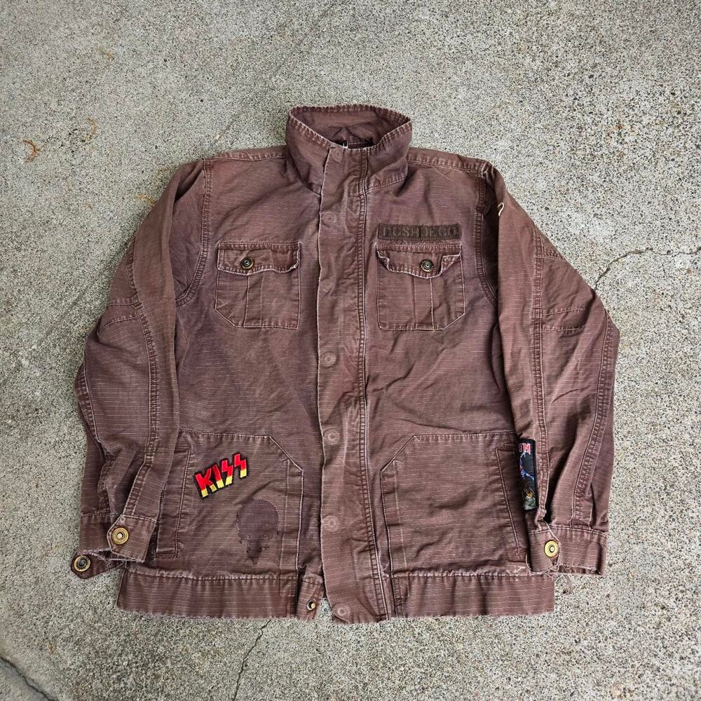 Vtg Y2k DC SHOE CO Multi Embroidered Patch Skate Military Surplus M6 Jacket S